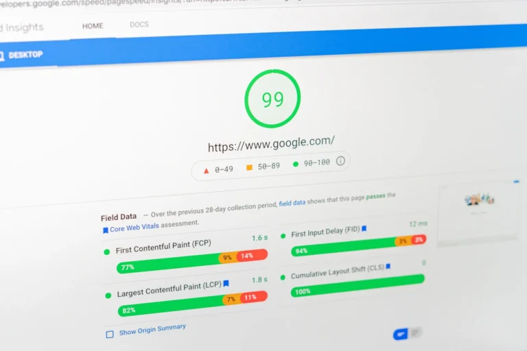 Google Page Speed Insights test screen