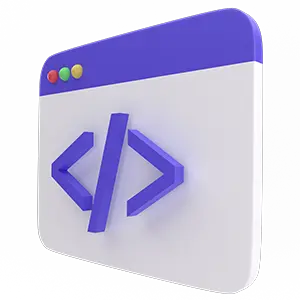 Coding in a window illustration with 3d perspective