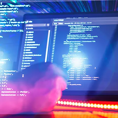 Developer working on future code for AI