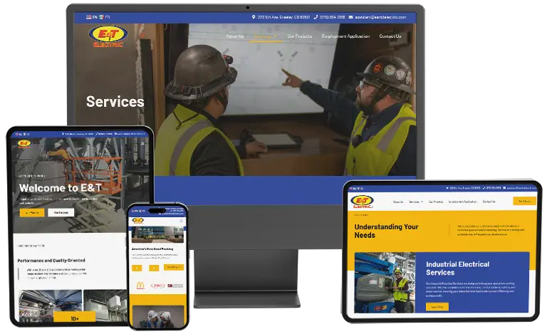 Greeley web design for a commercial electrician company, E&T Electric LLC