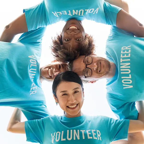 Nonprofit volunteers working together