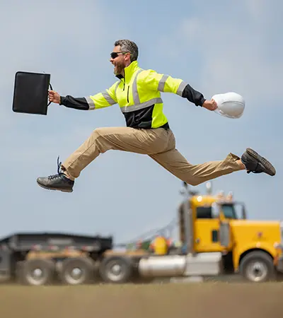 Business man moving faster than his business