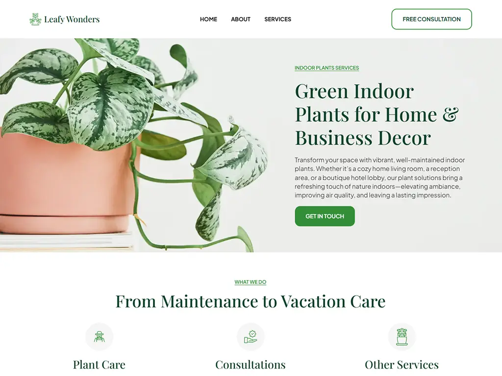 plant care web design